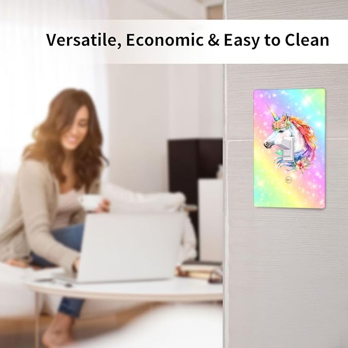 Unicorn Cute Light Switch Cover Plates Decorative Single Toggle Wall Plate, 1 Gang Lightswitch Cover