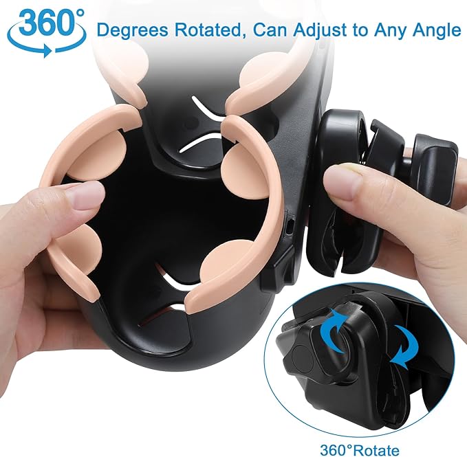 Accmor Stroller Cup Holder with Phone Holder, Bike Cup Holder, Universal Cup Holder for Uppababy Nuna Doona Strollers, 2-in-1 Cup Phone Holder for Stroller Bike Accessory