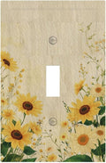 Decorative Switch Cover Plate with Vintage Botanical Sunflower Field Design Single Gang Toggle Switch Plate Light Switch Covers Artistic Faceplate for Nature Yellow Blooms Wall Decor