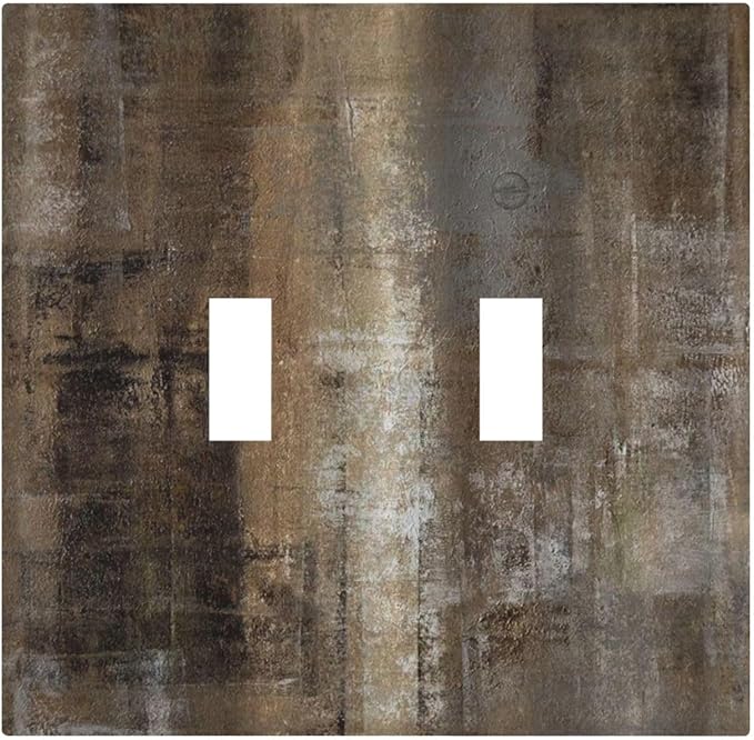 Light Switch Cover Plate Tan Brown Rustic Abstract Wood Vintage Wooden 2 Gang Double Toggle Decorative Switch Plates Plug Cover Wall Plates Electrical Faceplate for Farmhouse Home Decor