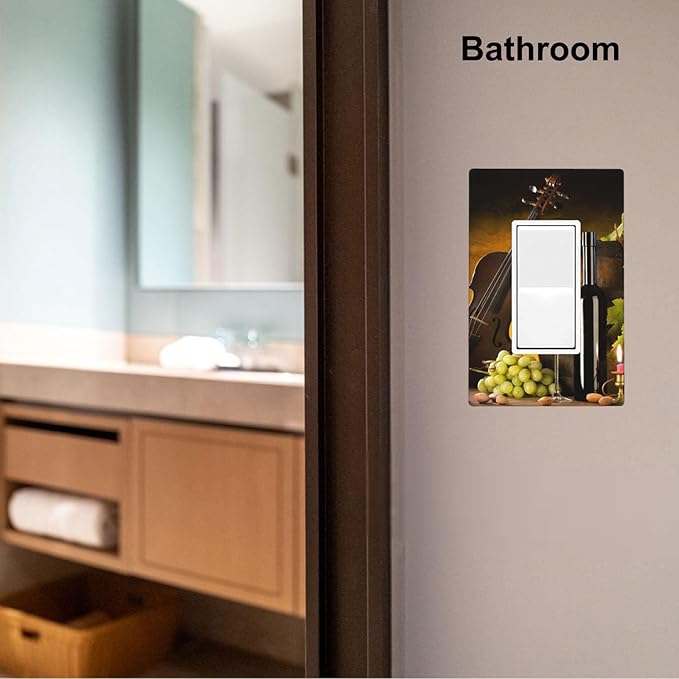 Grape Wine Violin 1-Gang Rocker Wall Plate, Autumn Still Life Switch Plate for Kitchen, Dining Room, Wine Corner & Home
