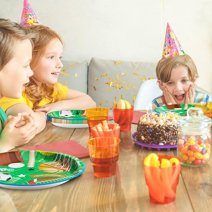 Sports Party Plates Napkins Superstar Party Tableware All Star Birthday Baseball Football Soccer Basketball Disposable Paper Plates Napkins for Boy Birthday Decoration Supplies Favors 24 Guests