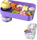 Car Seat Snack Tray for Kids, Mess-Free Square Travel Tray Cup Holder Snack Tray, Durable Car Food Tray for Toddlers, Universal Fit Kids Travel Road Trip Essentials (purple)