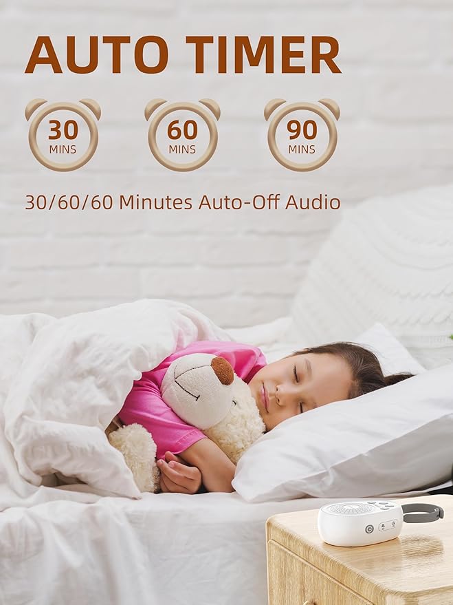TakTark Sound Machine, Portable White Noise Soothing Sounds for Sleeping, 20 Soothing Natural Sounds, 5 Timer, Memory Function, Noise Maker for Baby Nursery Kids Adults