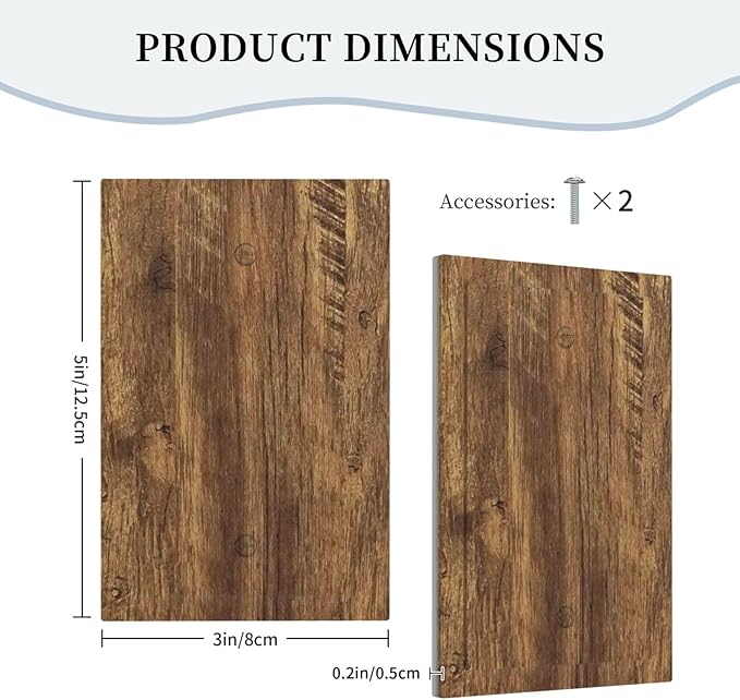 Light Switch Cover Plate Rustic Wood Grain Country Vintage Wooden Board 1 Gang Blank No Device Decorative Outlet Covers Electrical Wall Plate Switchplate for Farmhouse Home Decor