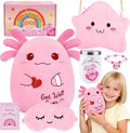 Get Well Gifts for Kids, Feel Better Gifts for Kids, Get Well Soon Basket with 8 inch Axolotl Get Well Soon Stuffed Animals, Get Well Gift Set for Girls After Surgery