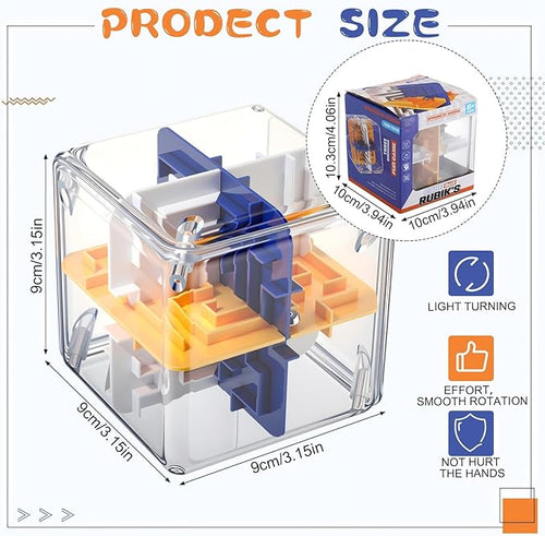 1 Sets Large Labyrinth 3D Maze Cube Puzzle Maze Game Gravity 3D Puzzle Cube Brain Teaser Ball Games for Kids Education Sensory Toys Gift for Adults (24-Sided,Wood)
