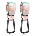 Baby Stroller Hooks for Hanging Bags, Universal Stroller Clips Accessories, Mommy Hook for Diaper Bag, Shopping Cart, Purse, Backpack - 2 Pack, Pink Flower