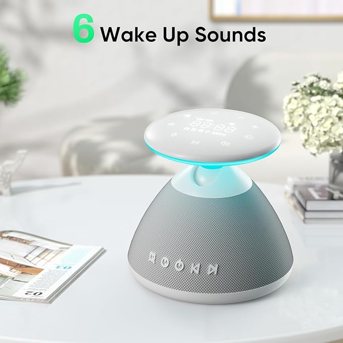 White Noise Sound Machine for Sleeping, 50 Non-Looping Soothing Sounds, 7 Color Night Light with Adjustable Brightness, Timer & Alarm Clock, Touch Screen Control for Baby, Kids, Adults, Home&Travel