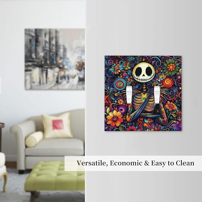 Decorative Switch Plates Colorful Flowers Abstract Skull 2 Gang Double Toggle Outlet Light Switch Cover Wall Plate Electrical Faceplate For Home Living Room Decor