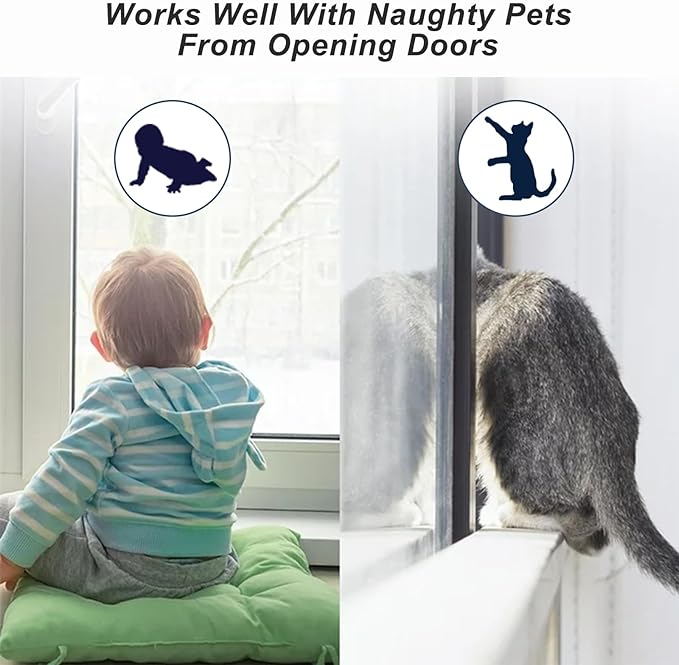 Matenf Childproof Door Lever Lock (2 Pack) Prevents Toddlers Pets From Opening Doors, Door Handle Lock for Babyproofing, Durable Safe ABS Material Strong Adhesive, No Drill Tool Needed Easy to Install