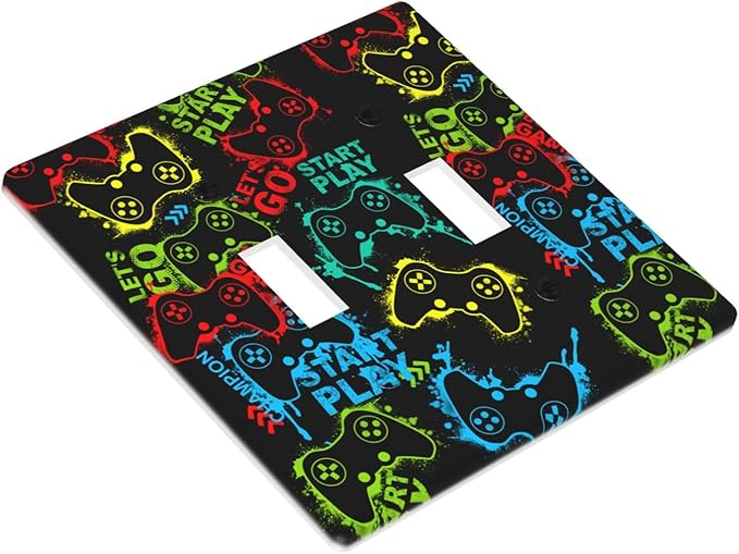 Video Game Double Light Switch Cover Plates Decorative 2 Gang Wall Plate Double Toggle Lightswitch Cover