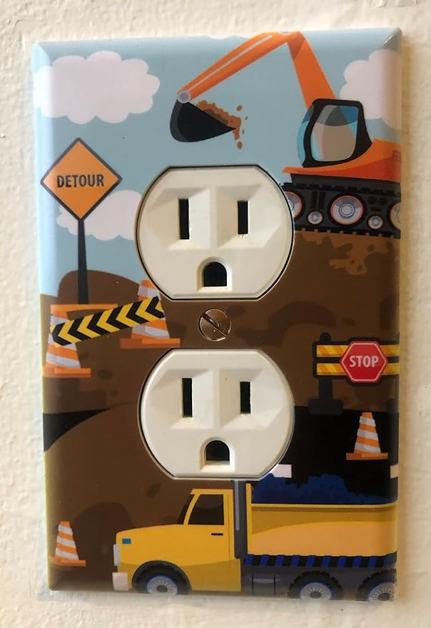 Construction Truck Outlet Boys Room Kids Decorative Nursery Teen Toddler Room Decor Bedroom Bathroom Playroom (Construction Truck Outlet)