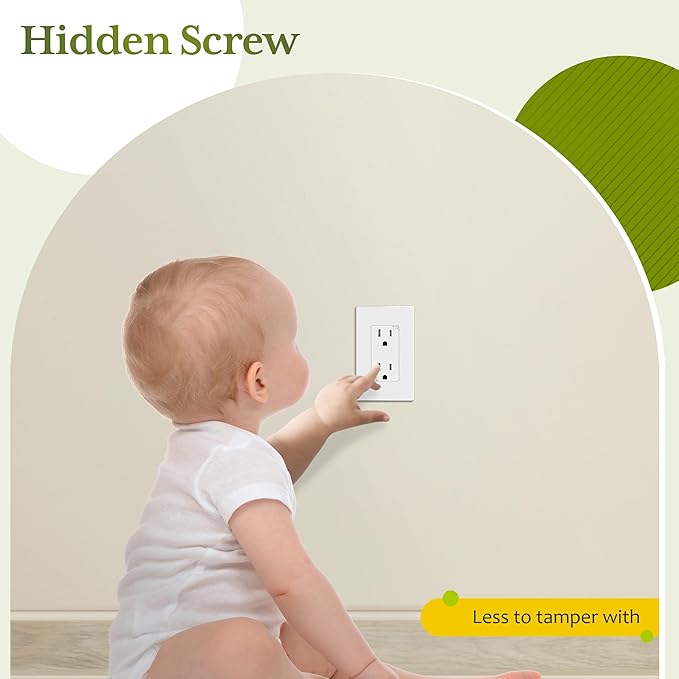 TG Screwless Decorator Wall Plates Child Safe Outlet Covers, Size 1-Gang 4.50" H x 2.75” L, Unbreakable Polycarbonate Thermoplastic, UL Listed, Glossy, White (40 Pack)