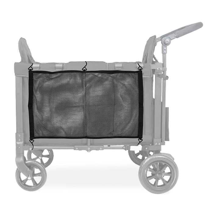 J.L. Childress Universal Stroller Wagon Netting - Mesh Stroller Wagon Organizer with Large Storage Pockets, Adjustable Hooks, Baby Accessories & Cargo Storage Attachment, Easy Install