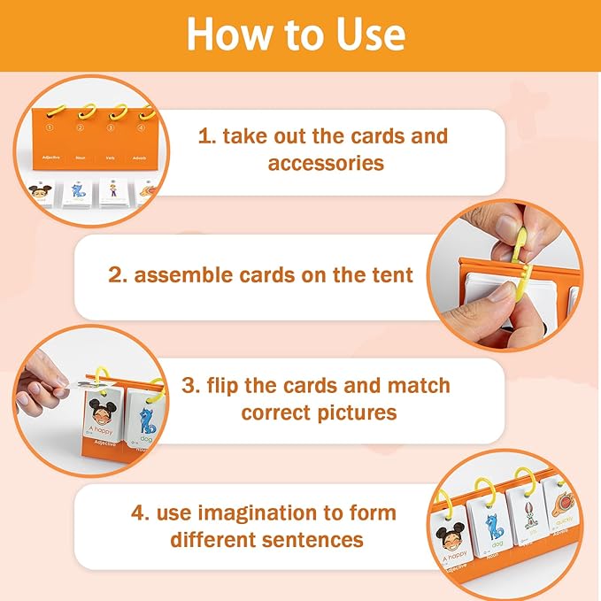 Alened Phonics Flash Cards Sentence Building for Kids, Learn to Read Sight Words Phonics Flashcads, Special Education Homeschool Classroom Supplies