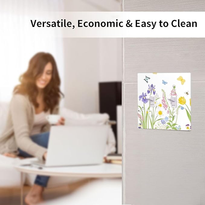 Flower Butterfly Double Light Switch Cover Plates Decorative 2 Gang Wall Plate Double Toggle Lightswitch Cover