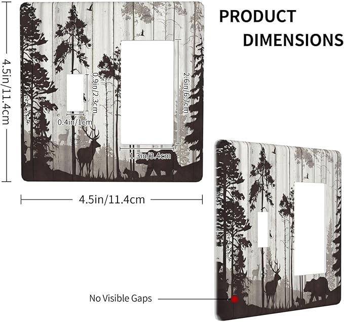 Light Switch Cover Rustic Deer Hunting Forest Woodland 2 Gang Toggle Rocker Combo Wall Plates Country Decorative Switch Plates and Outlet Covers Receptacle Cover for Farmhouse Home Decor
