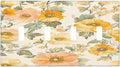 Light Switch Cover Plate Vintage Floral Pastel Flower Pattern 4 Gang Quad Toggle Wall Plate Electrical Outlet Cover Decorative Switch Plate Covers for Bedroom Cabin Decor