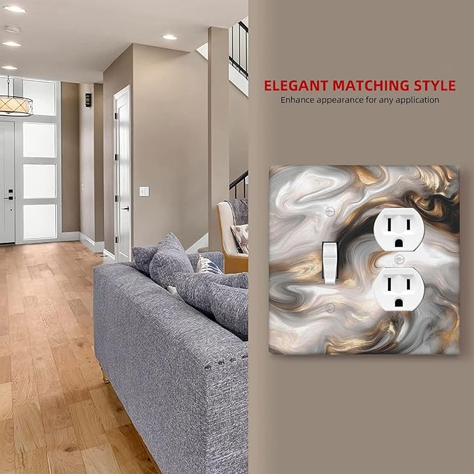 Wallplates Grey Brown Swirl Marble Texture 1 Toggle 1 Duplex Switch Plate Electrical Gfci Faceplate Decorative Light Switch Covers For Bathroom Kitchen Decor