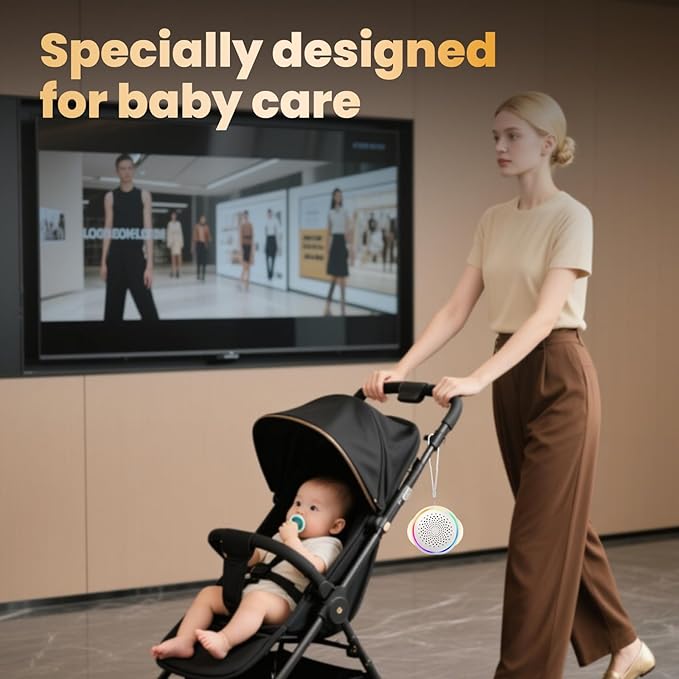 White Noise Sound Machine for Baby Sleep, 27 Soothing Sounds, Brown Noise, 24H Battery, 3 Warm Night Light Modes, 11 Color Lamp, Timer, Memory Function, Portable for Travel