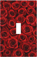 Lush Red Roses 1-Gang Toggle Light Switch Plate, Romantic Rose Bouquet Decorative Wall Plate for Bedroom Powder Room Decor