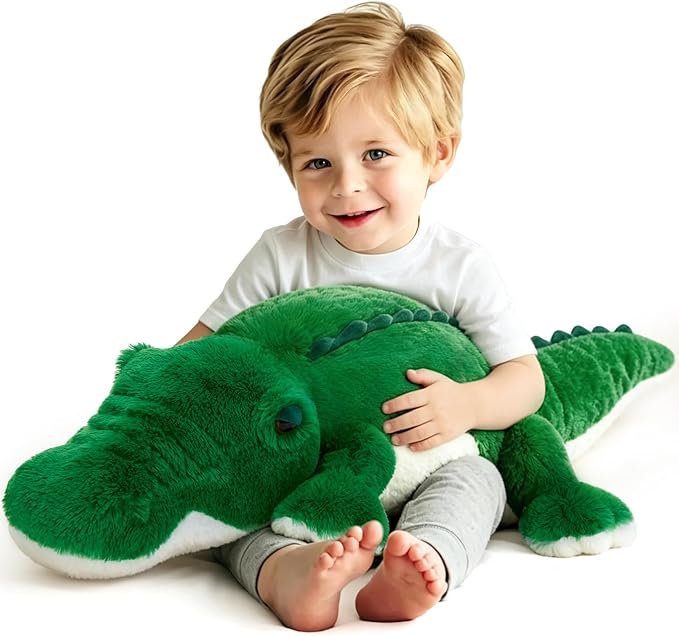 MorisMos 34inch Giant Alligator Stuffed Animal, Soft Fluffy Alligator Plush Toy, Big Stuffed Huge Crocodile Plush Gifts for Kids Boys Girls Brithday