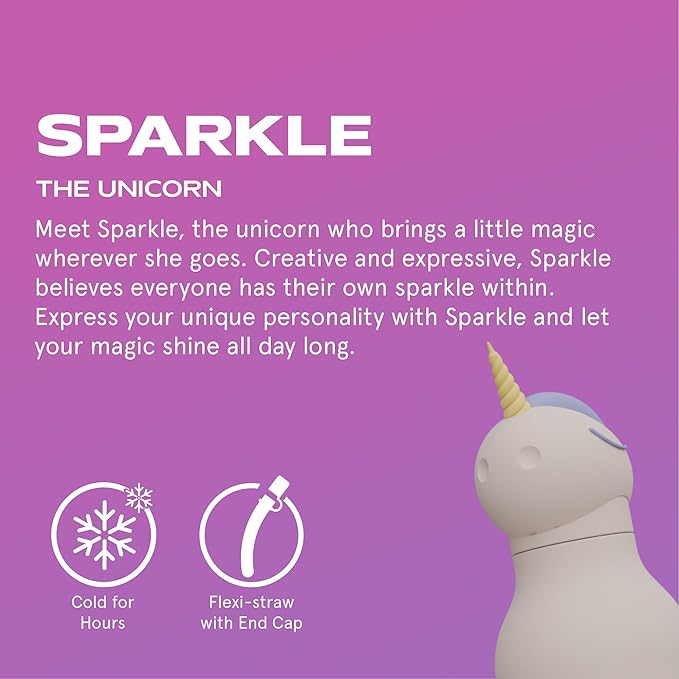 asobu Bestie Bottle Insulated Stainless Steel Water Bottle with Detachable Soft Animal Head Fun Drinking For Kids and Teens with Flexible Reusable Straw 16 Ounce