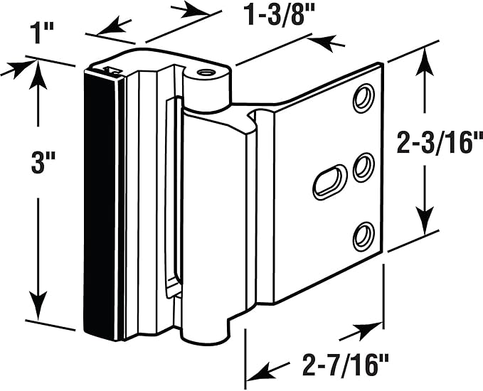 Prime-Line U 10827 Door Reinforcement Lock – Add Extra, High Security to your Home and Prevent Unauthorized Entry – 3 In. Stop, Aluminum Construction, Satin Nickel (Single Pack)