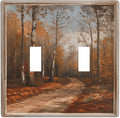 Decorative Art Light Switch Covers Maple Path 2 Gang Double Toggle Wall Plate Decorative Switchcover Electrical Switchplate for Home Decor