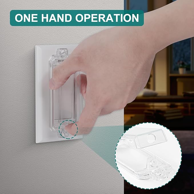 CLYMENE 4 Pack Light Switch Cover Guard, Child Proof Wall Switch Cover Protects Your Lights or Switches from Being Accidentally Turned ON or OFF by Children and Adults, Rocker Style (Clear)