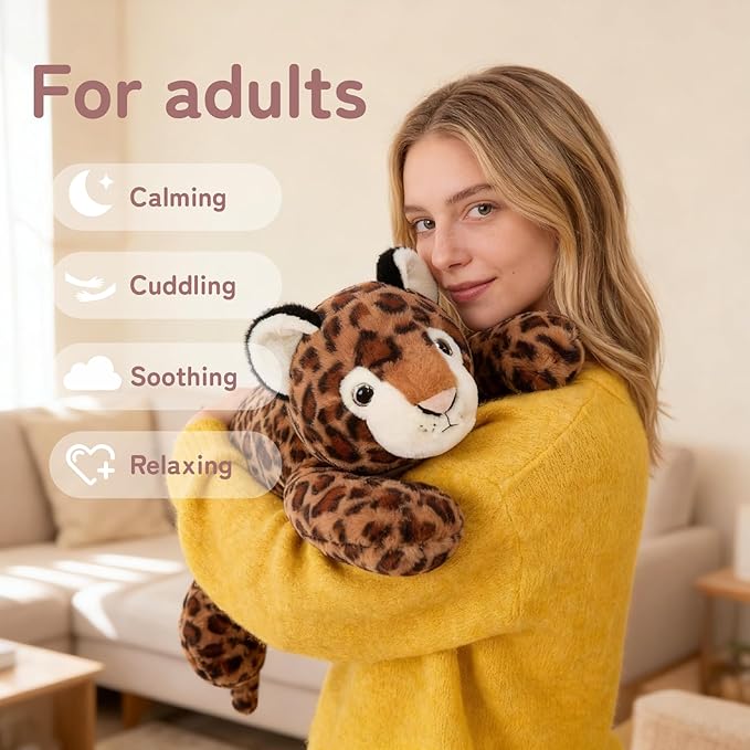 Niuniu Daddy 20" | 3.3lb Leopard Weighted Stuffed Animals for Kids & Adults, Weighted Plushies Pillow for Sleeping, Cute Lying Toy Large Huggable Gift for Everyday Comfort