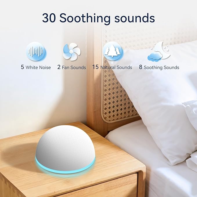 Mini Sound Machine White Noise Machine Night Light Battery Portable Brown Noise Machine 30 Soothing Sounds for Baby Kids Adults Sleep Machine 4 Timer Memory Function for Home Travel Office