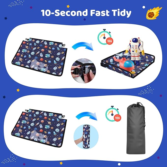 Airplane Kids Travel Tray for Toddler Car Seat - Toddler Tray for Plane or Train - Travel Essential Must-Haves and Flying Supplies - Blue Space