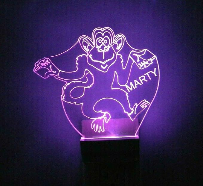 MIRROR MANIA Night Light Multi Color Personalized LED Plug-in, Ultra-Slim Touch Night Light Smart Dusk to Dawn Sensor, Kids Children's Bedroom Kitchen Bathroom Hallway Play Room Variations (Monkey)