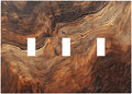 Natural Wood Grain Texture Old Tree Trunk Print Decorative Switch Plates 3 Gang Wall Plate Triple Toggle Light Switch Cover Faceplate Electrical Wall Panels for Farmhouse Home Decor
