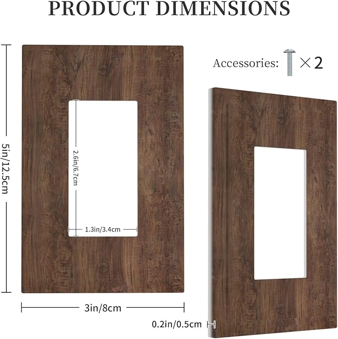 Decorative Outlet Covers Rustic Vintage Wood Grain Brown 1 Gang Single Rocker Light Switch Cover Plate Wall Plates GFCI Faceplate for Farmhouse Cabin Decor