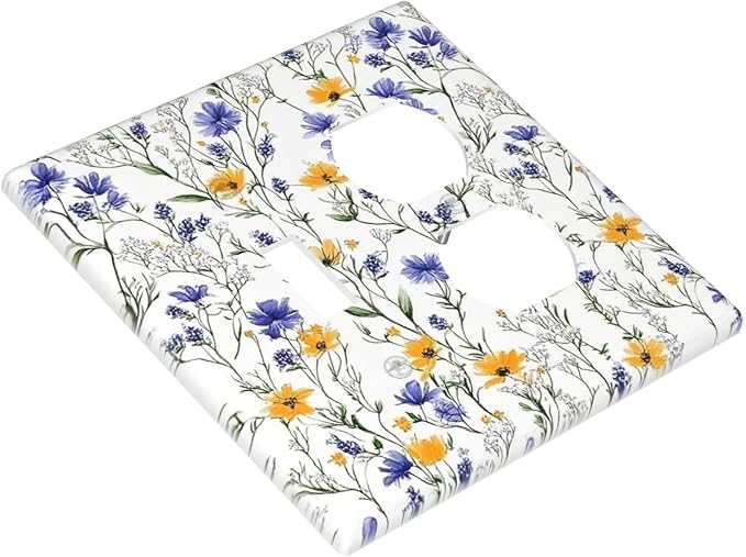 Wallplates Floral Colorful Green Leaf Wildflower 1 Toggle 1 Duplex Switch Plate Electrical Gfci Faceplate Decorative Light Switch Covers For Bed Room Living Room Decor