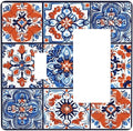 Outlet Covers Colorful Talavera Mexican Tile 1 Toggle 1 Rocker Combination Decorative Wall Plate Electrical Switch Plates Light Switch Cover Plate For Bathroom Kitchen Decor