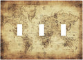 Old World Ocean Map 3 Gang Light Switch Plate Decorative Triple Toggle Wall Plate Cover Electrical Faceplate for Bathroom Home Living Room Decorate