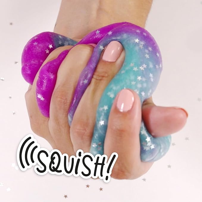So Slime DIY Sensory Factory; Makes 10 Slimes; No Glue; No Mess; Sensory Mix’ins to Create ASMR Feels; Just Add Water and Turn The Crank; Slime Storage Containers Included