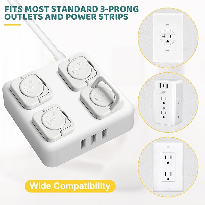 4our Kiddies 45 Pack Outlet Covers Baby Proofing, Baby Proof Plug Covers with Hidden Pull Handle for Child Safety, Electric Socket Covers, Plug Protectors to Prevent Power Shock(White)