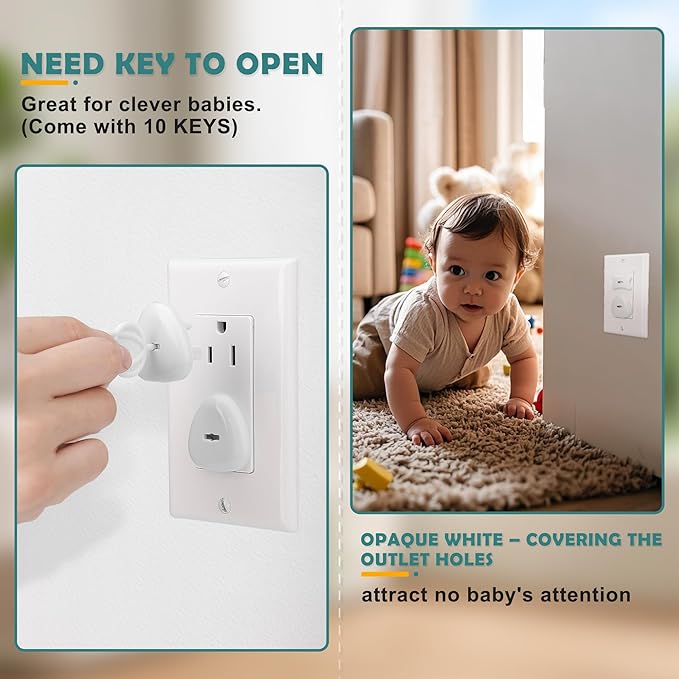 Outlet Covers Baby Proofing (58 Pack), Baitiny Electrical Secure Baby Proof Plug Covers, Child Baby Safety Products Socket Covers for US