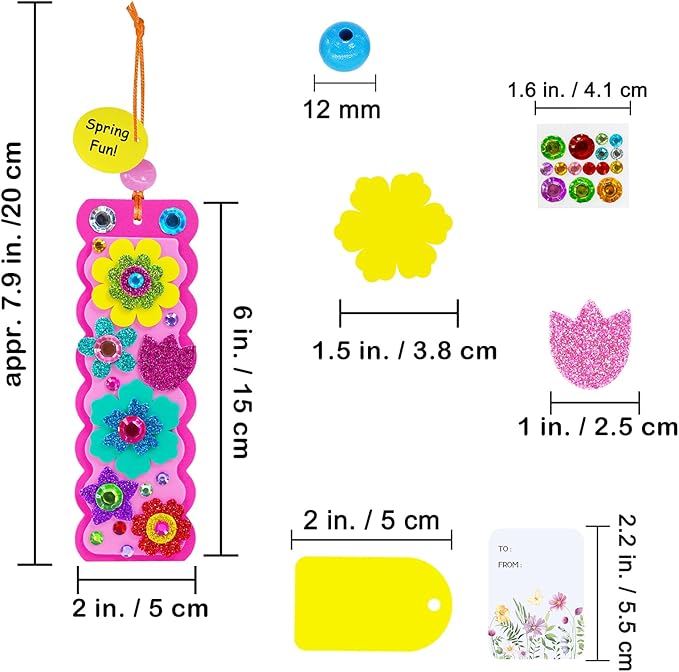 Winlyn 36 Sets Flower Crafts Kits Spring Summer Crafts DIY 3D Tuilp Sunflower Flower Bookmarks Ornaments Art Sets Foam Stickers Arts and Crafts for Kids Camping Classroom Activities Party Favors