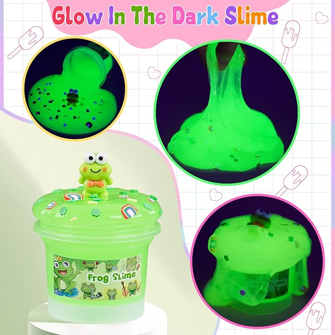 Slime Variety Pack Different Textures, 8 x 100ml Slimes Kit Includes Rainbow Cloud, Butter, Clear, Glow in The Dark Slime, Slimes Party Favors for Kids, Birthday Easter Halloween Boys & Girls Gift