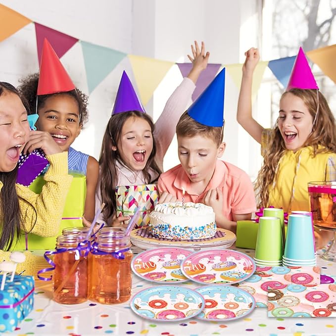 40pcs Donut Time Theme Party Napkins and Plates Donut Time Party Supplies Birthday Decorations for Girl Birthday Baby Shower Decorations