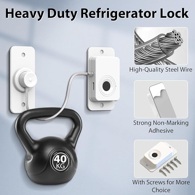 Fingerprint Fridge Lock,Child Proof Refrigerator Lock for Kids with Sticky Adhesive Pads,Cabinet Locks Baby Proofing for Fridge Cabinet Drawer Door Window Toilet