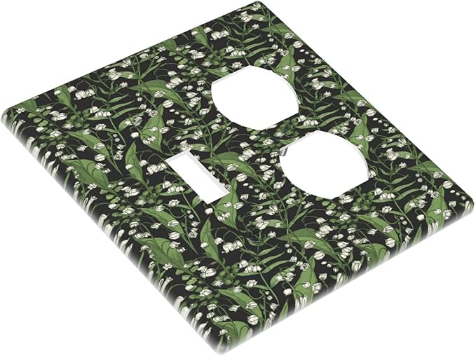 Boho Floral Green Leaves White Flowers Wallplates 1 Toggle 1 Duplex Switch Plate Electrical GFCI Faceplate Decorative Light Switch Covers for Farmhouse Bed Room Decor