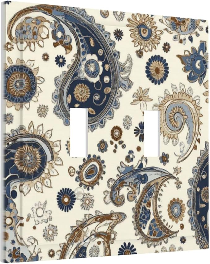 Decorative Switch Plates Doodle Style Floral Abstract Teardrop 2 Gang Double Toggle Outlet Light Switch Cover Wall Plate Electrical Faceplate For Bed Room Living Room Decor