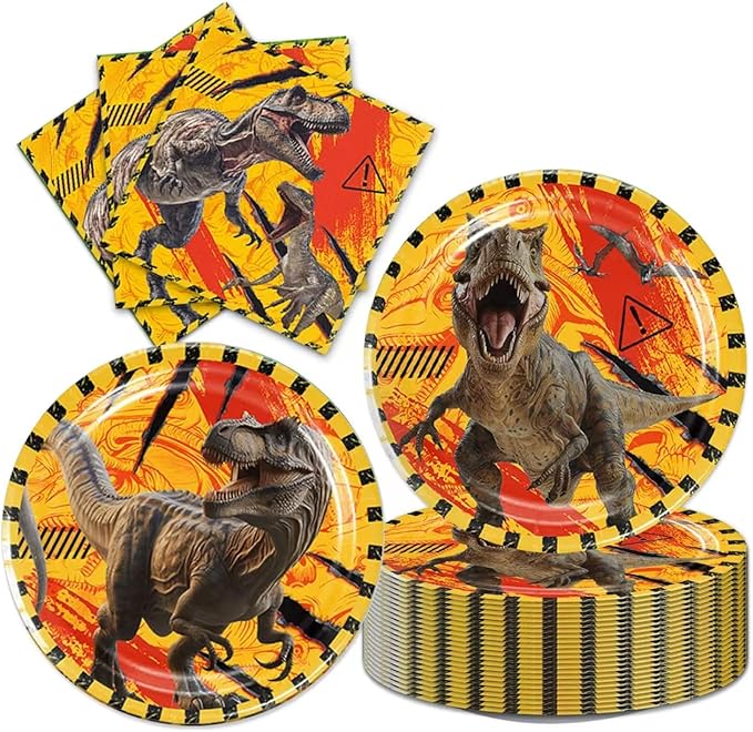 40pcs Dinosaur Birthday Party Decorations Plates and Napkins Dinosaur Party Supplies Favor Tableware Set for Boys Kids Baby Shower